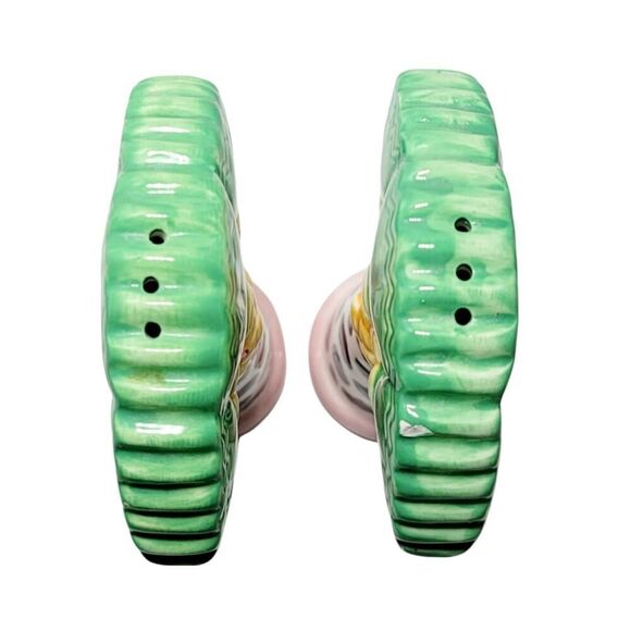 Vintage Palm Tree Salt And Pepper Shakers With Cow Print Tree Trunk 4.25" READ - Picture 7 of 9